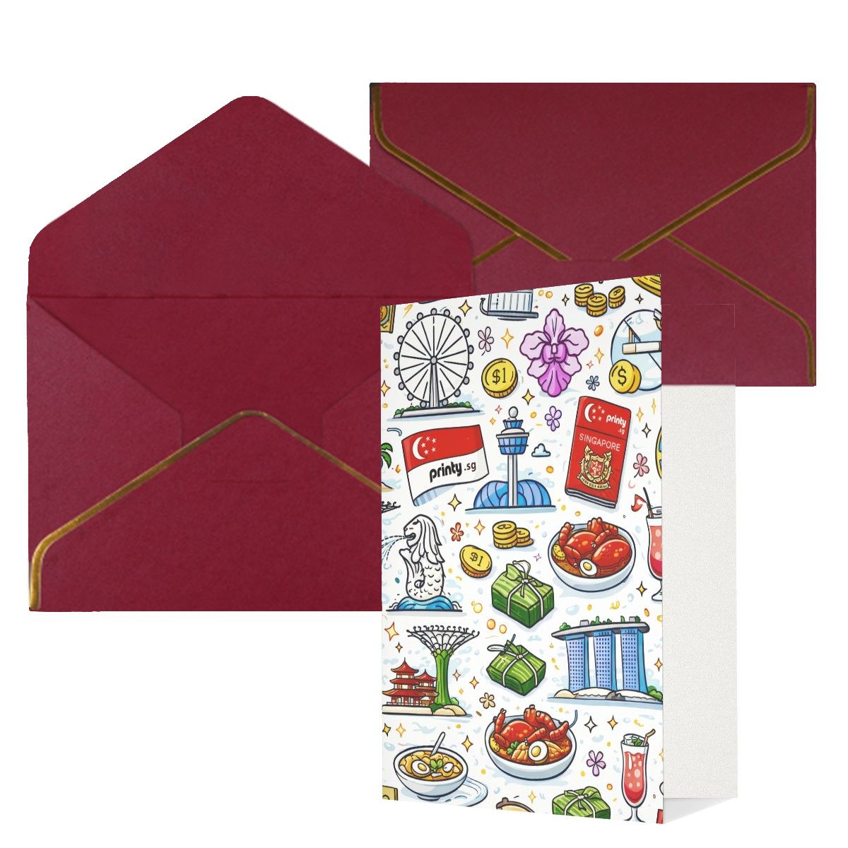 Custom Vertical Greeting Cards (Golden Edge Pearl Paper)