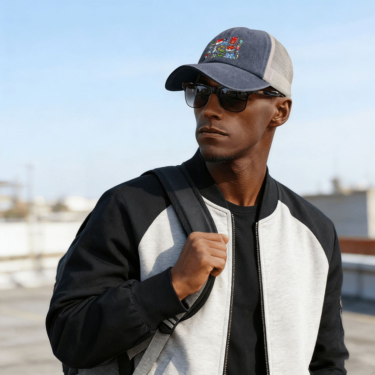 Custom Washed Denim Mesh Cap