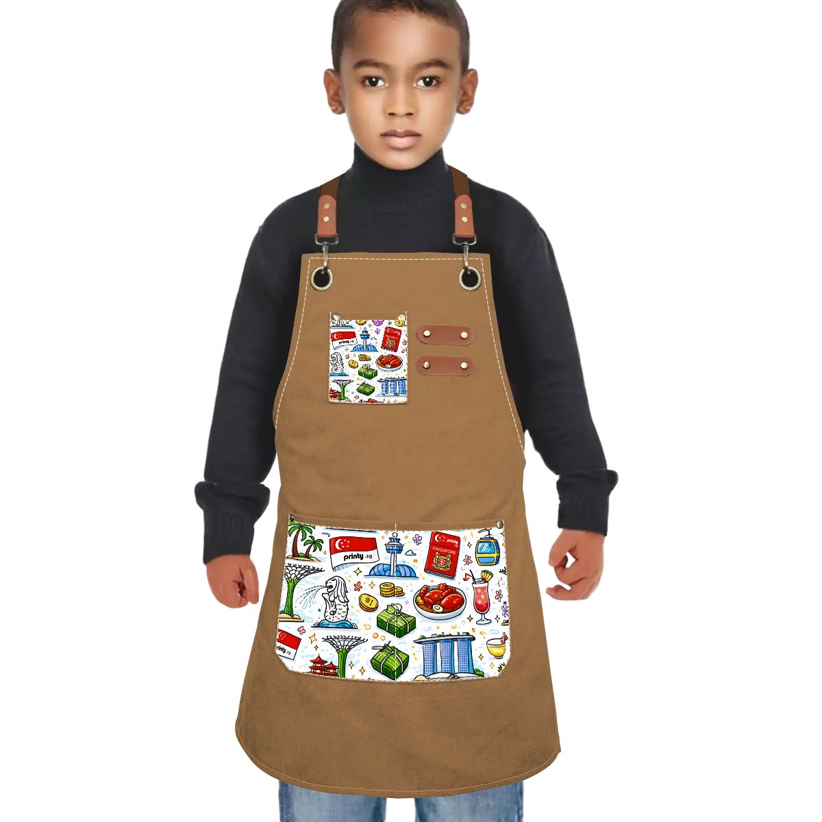 Custom Children's Canvas Cross Back Apron with Pockets