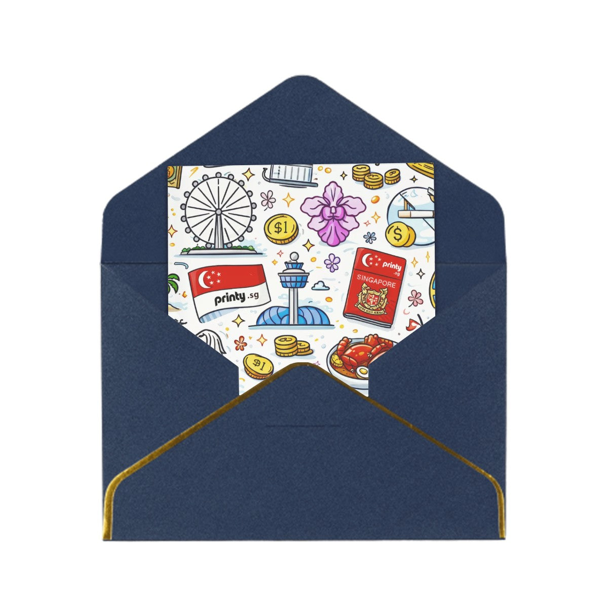 Custom Vertical Greeting Cards (Golden Edge Pearl Paper)