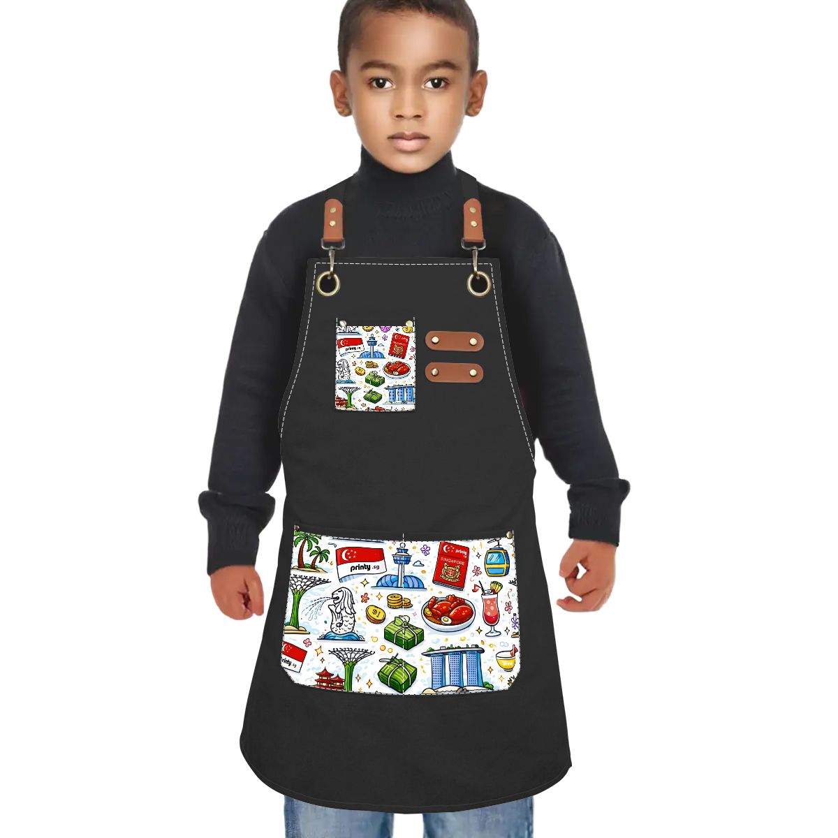 Custom Children's Canvas Cross Back Apron with Pockets