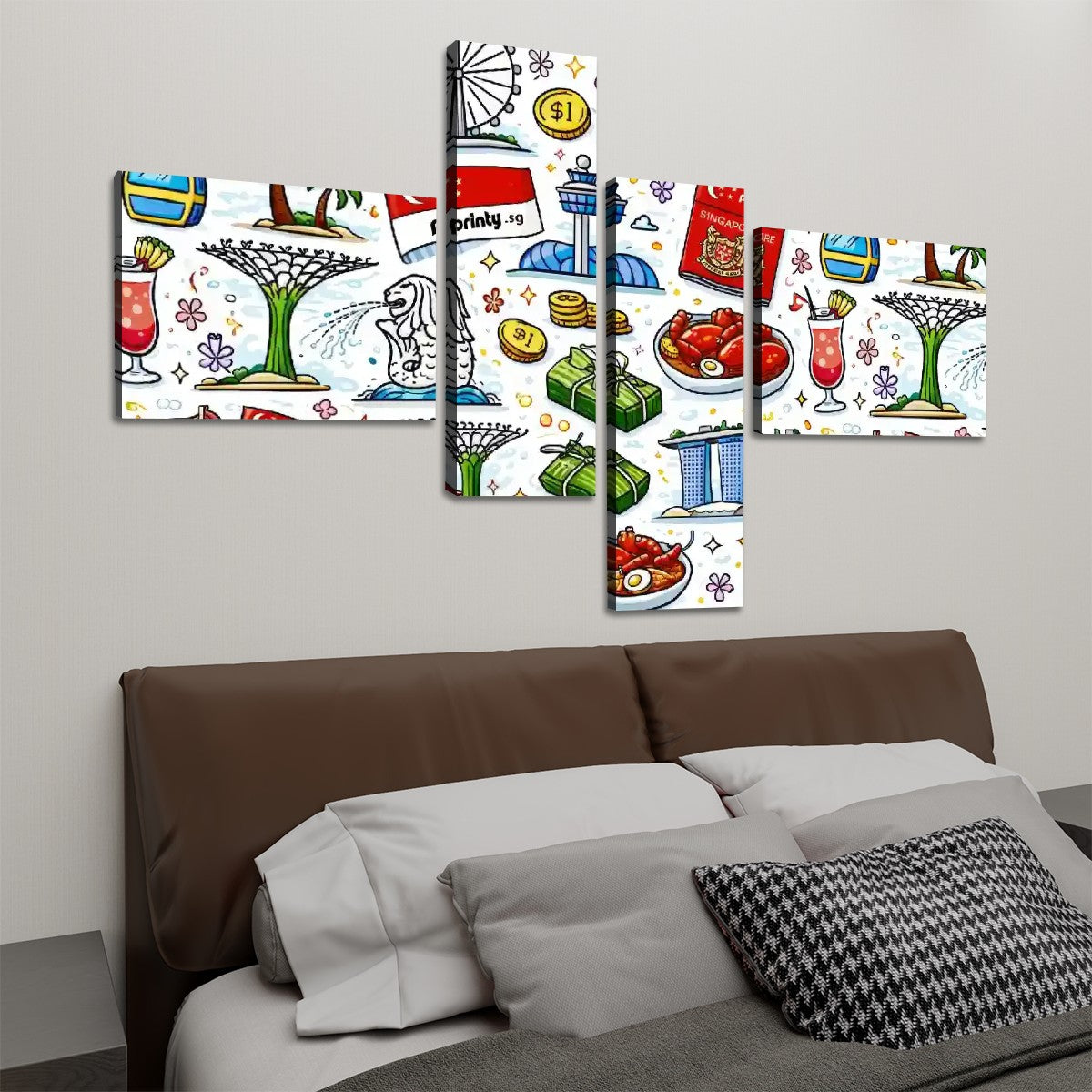 Custom 4 Panels Canvas Prints Wall Art (Set E)