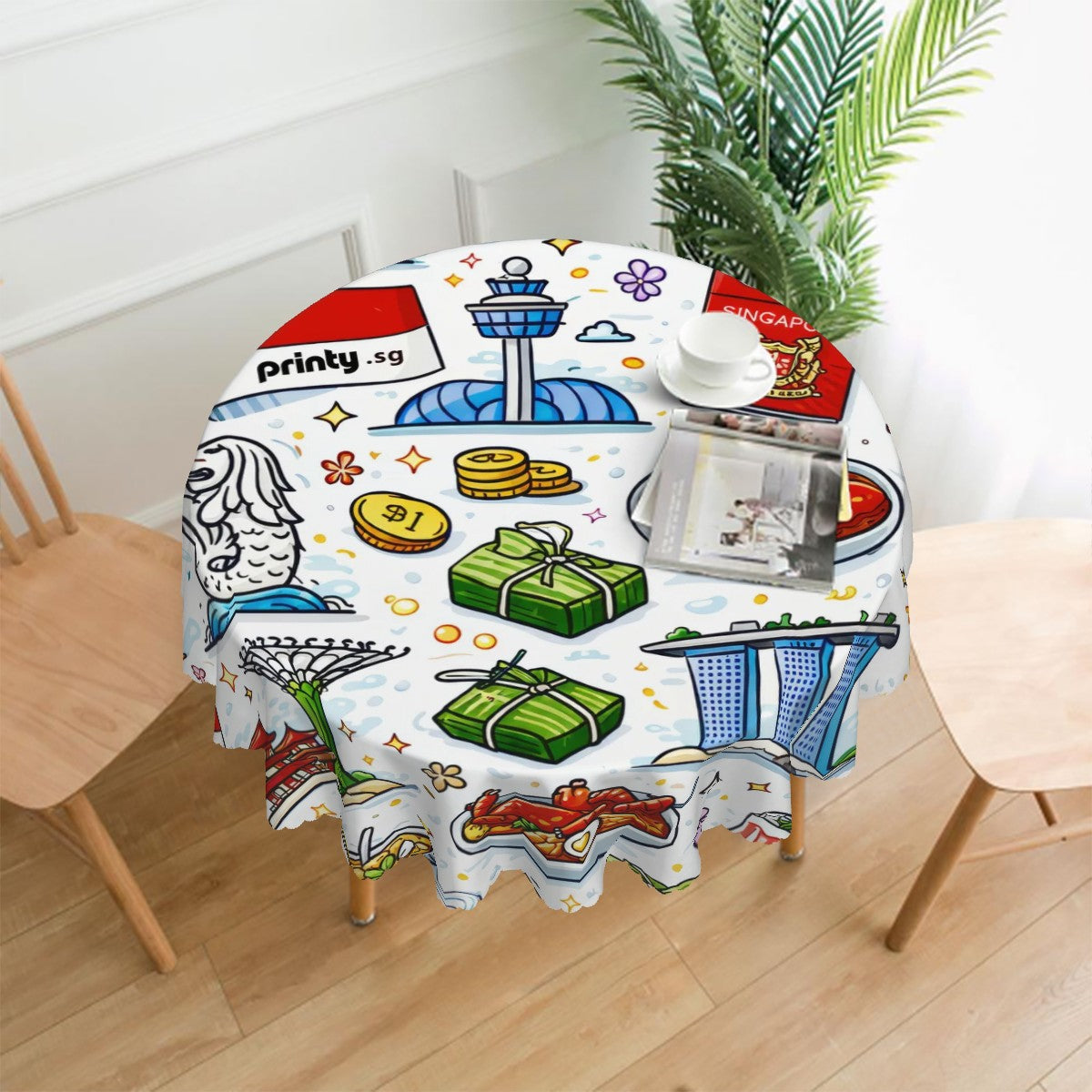 Custom Round Tablecloth with Wavy Edge