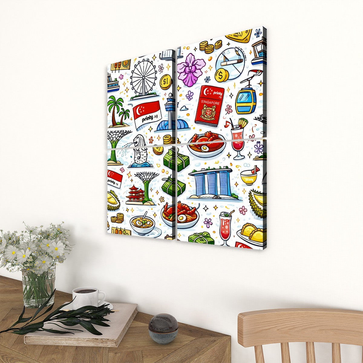 Custom 4 Panels Canvas Prints Wall Art (Set A)