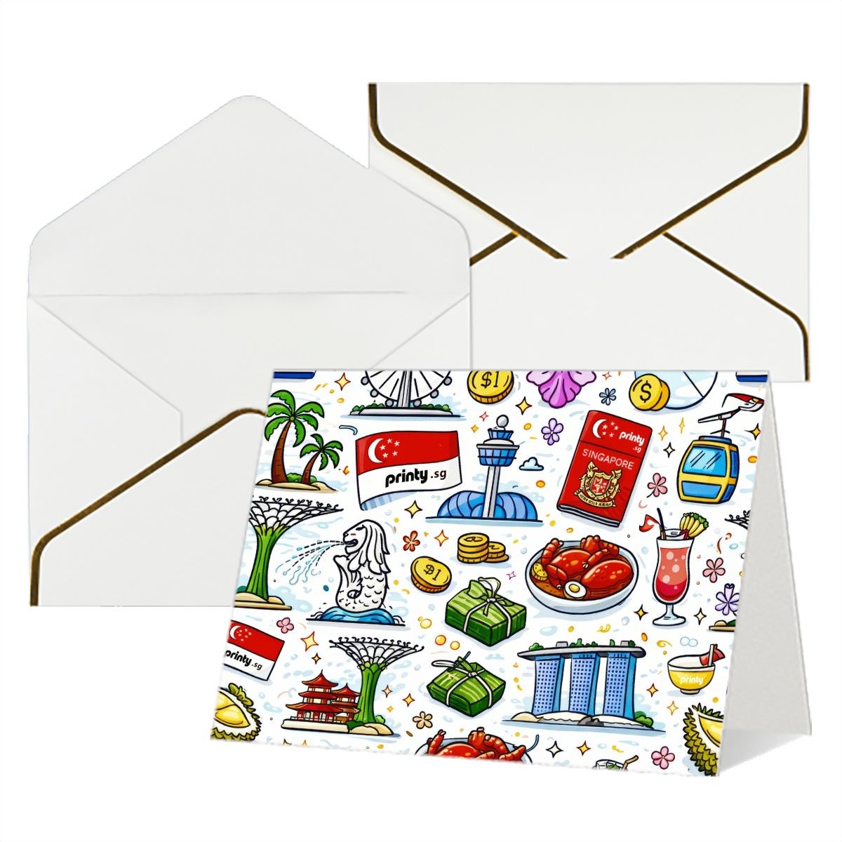 Custom Golden Edge Greeting Cards (Horizontal)