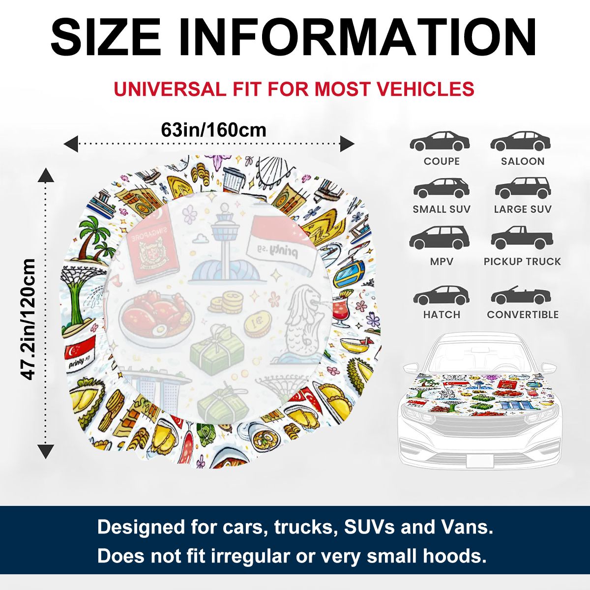Custom Car Hood Cover (Stretchable)