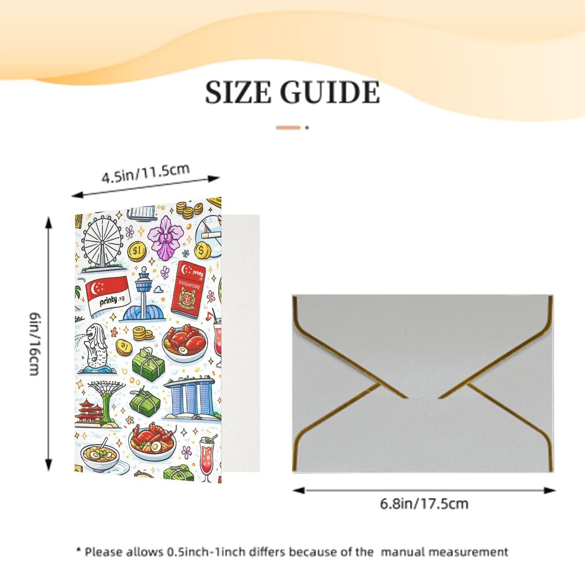 Custom Vertical Greeting Cards (Golden Edge Pearl Paper)