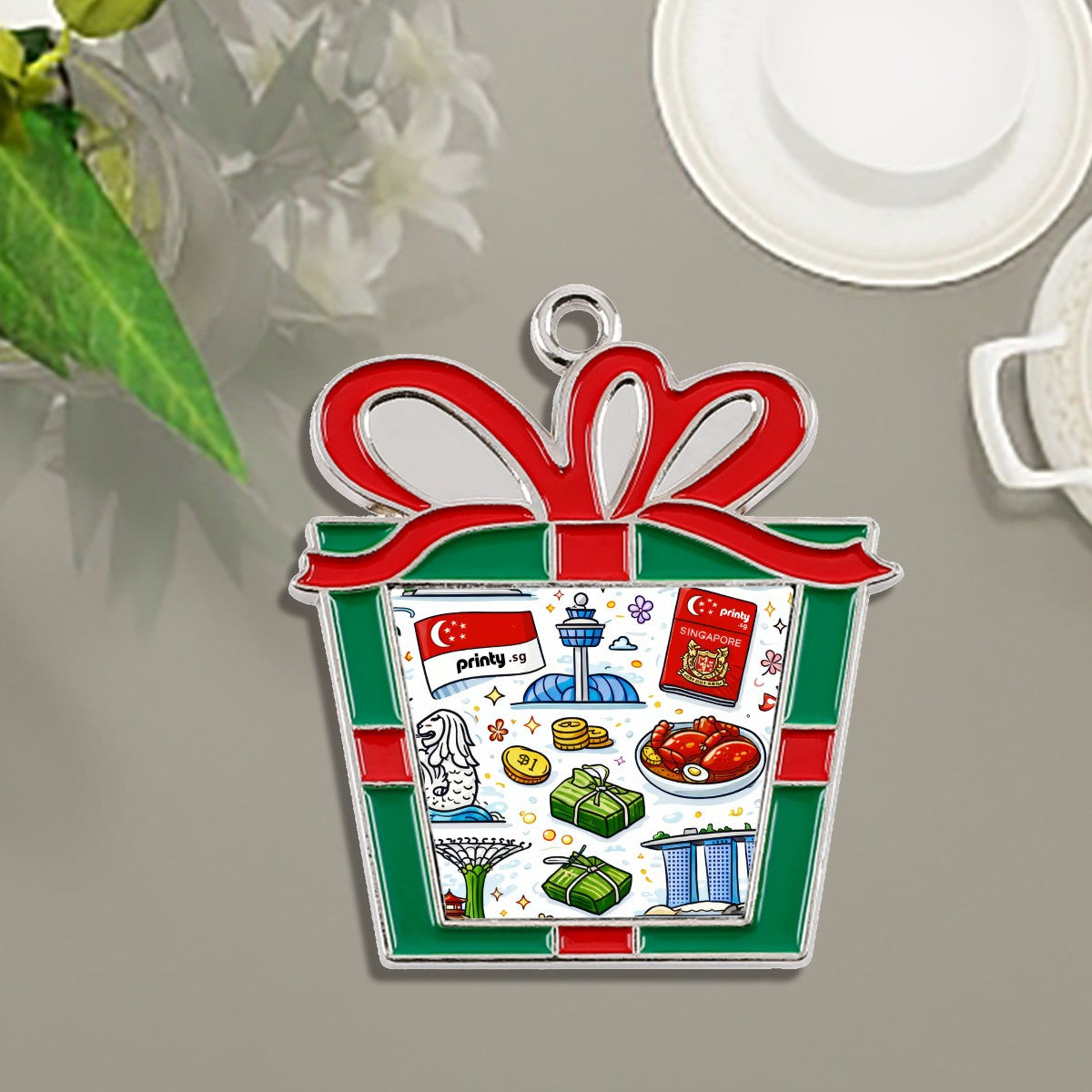 Custom Trapezoid Christmas Decorations Alloy Pendants