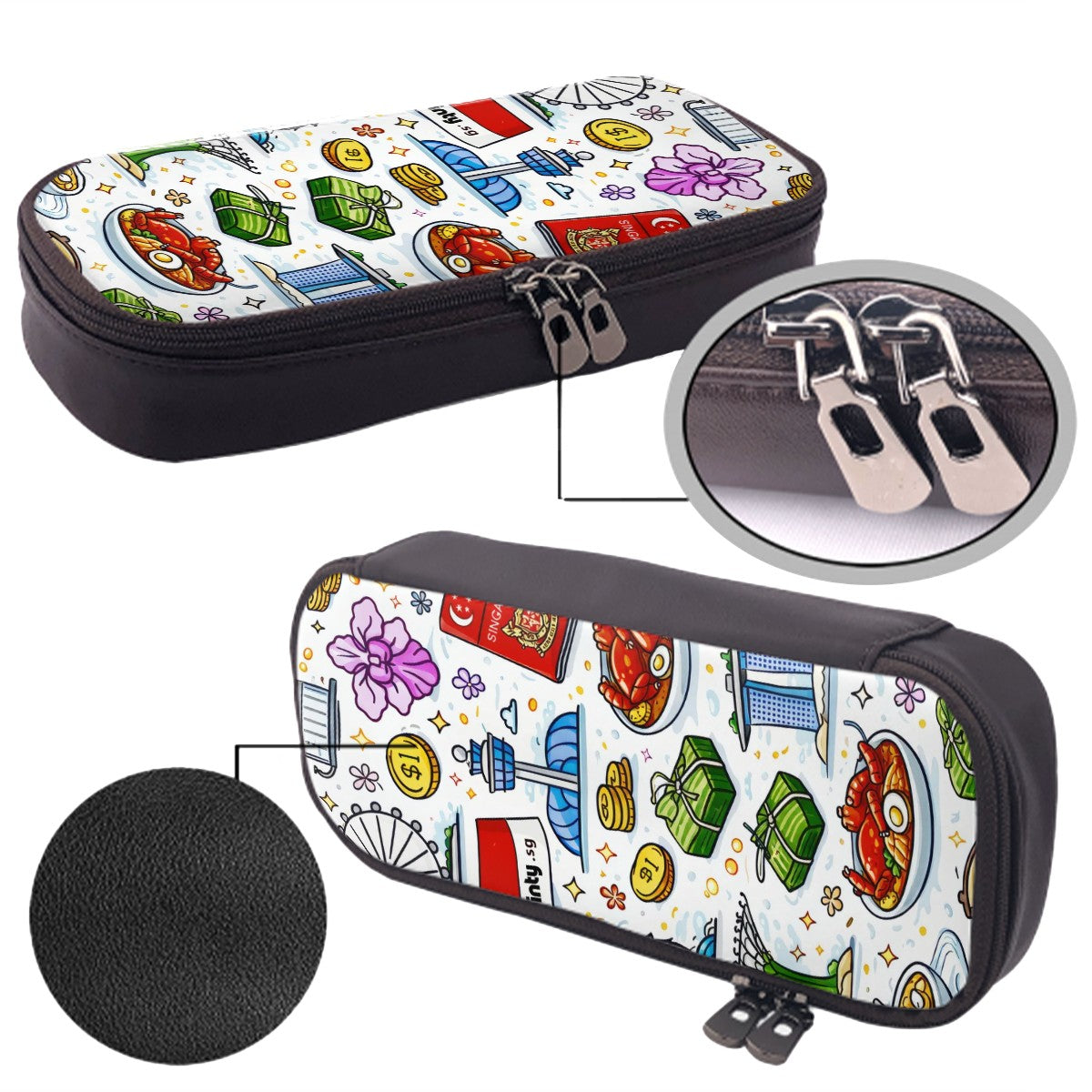 Custom Vertical Leather Clamshell Pencil Case