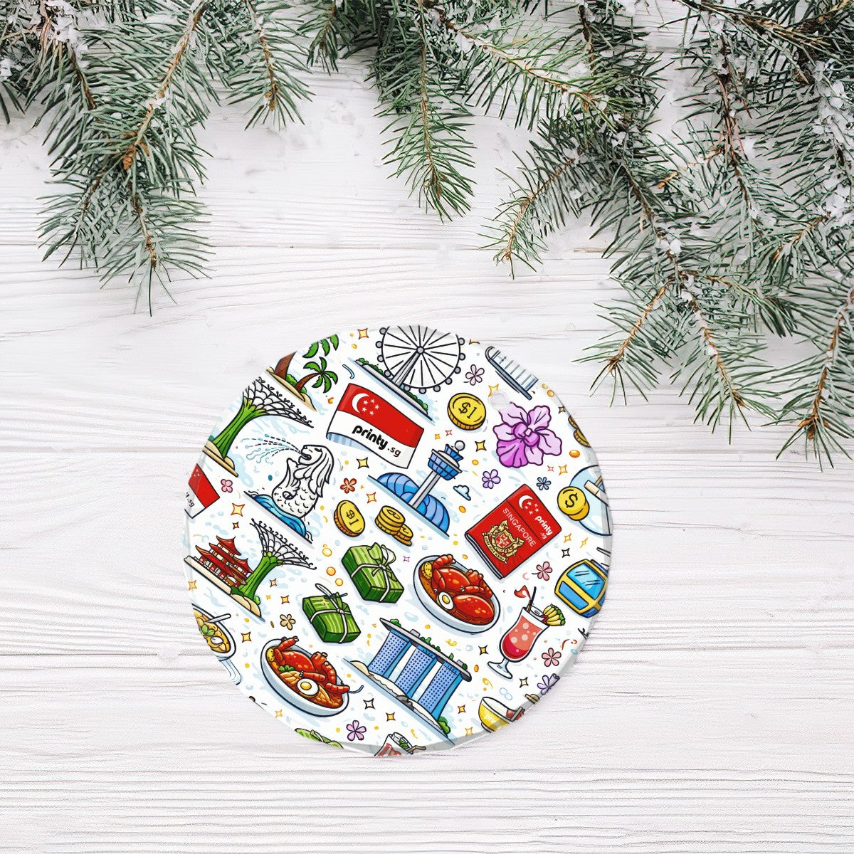 Custom Glass Round Christmas Ornament