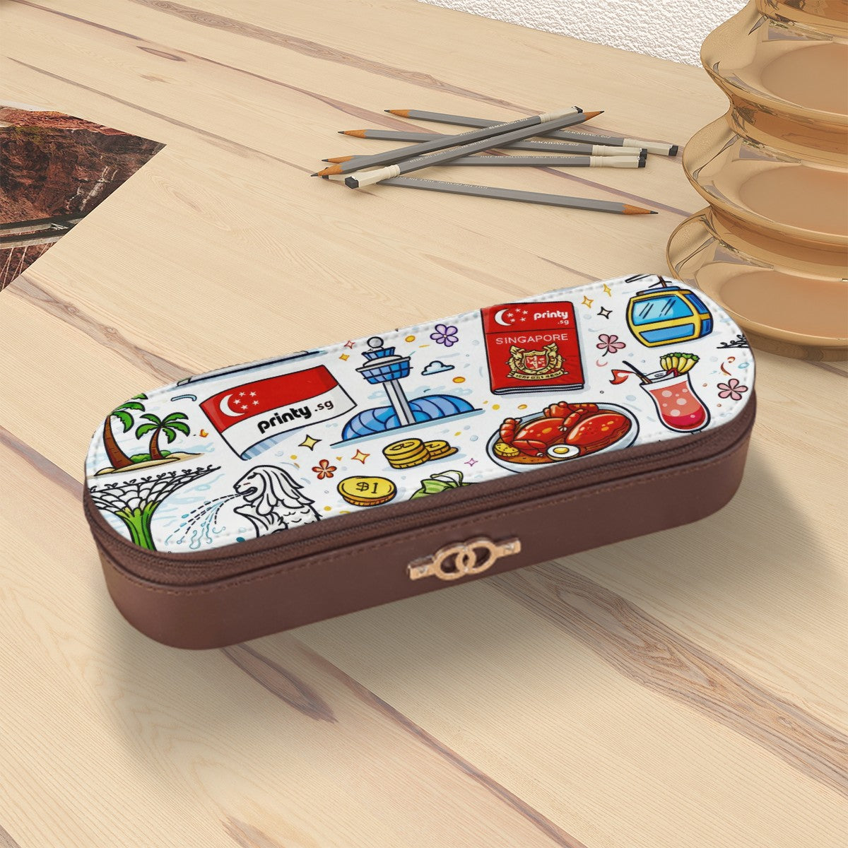 Custom Hardshell Leather Pencil Case