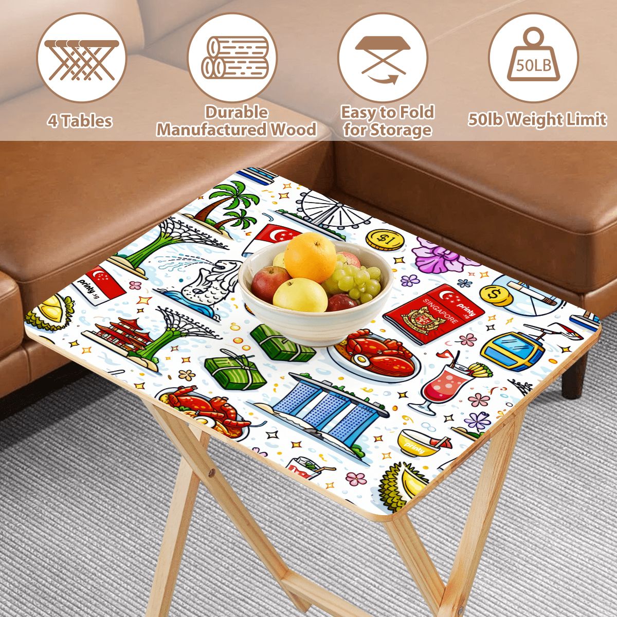Custom TV Trays with Storage Rack