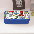 Custom Horizontal Oxford Large Capacity Double Layer Pencil Case