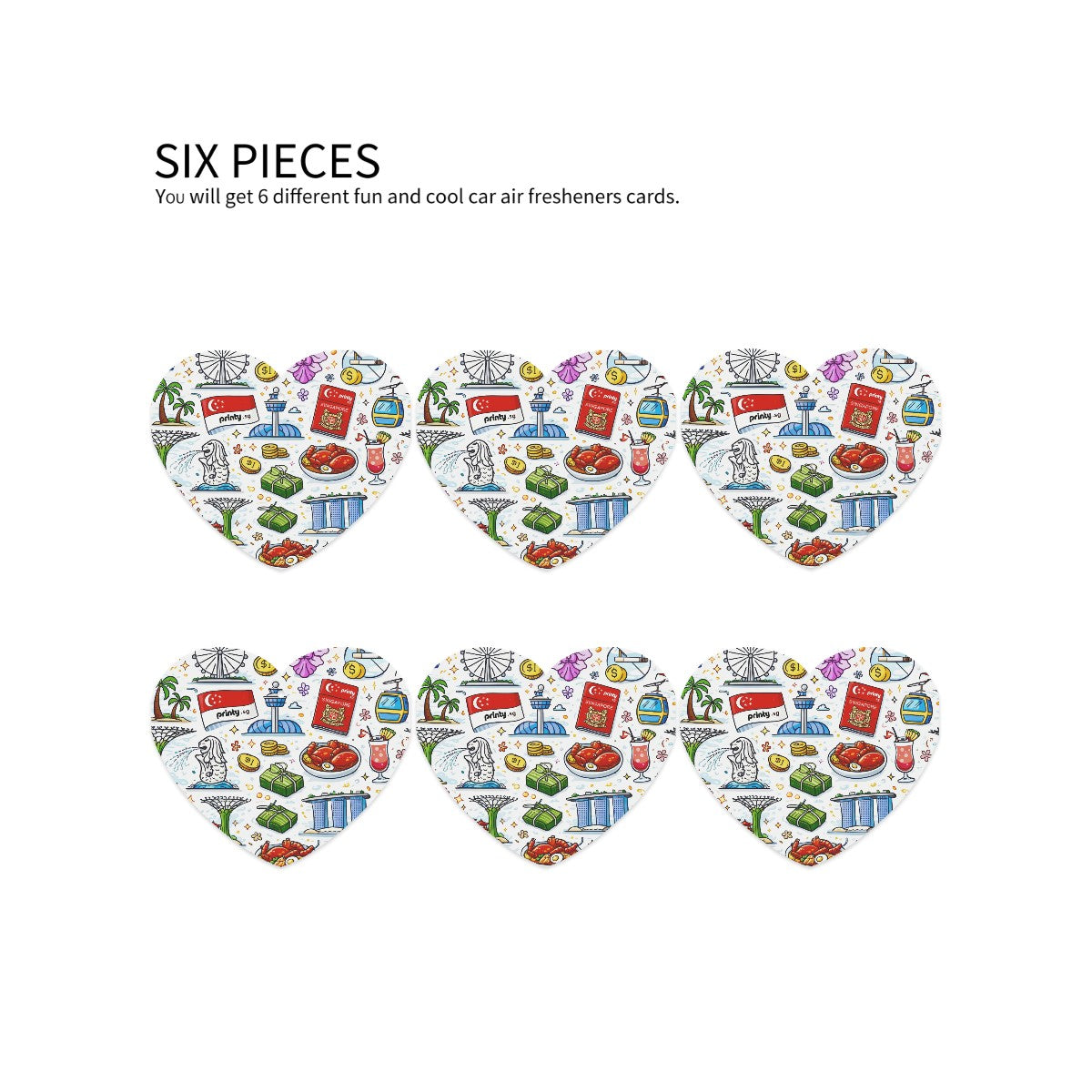 Custom Heart Shape Car Air Freshener Cards 6 pcs