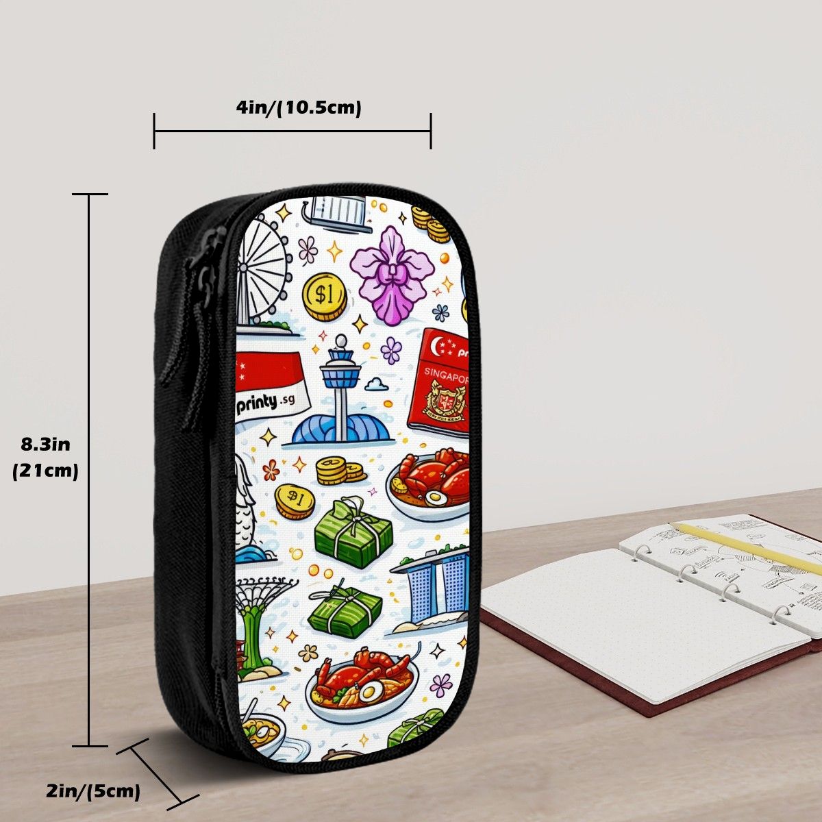 Custom Vertical Oxford Large Capacity Double Layer Pencil Case