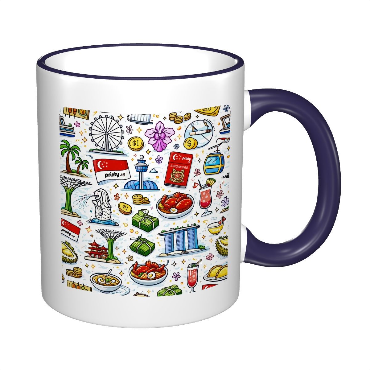 Custom Colored Ceramic Coffee Mug (11oz) (Area Print)