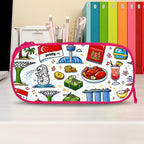Custom Horizontal Oxford Large Capacity Double Layer Pencil Case