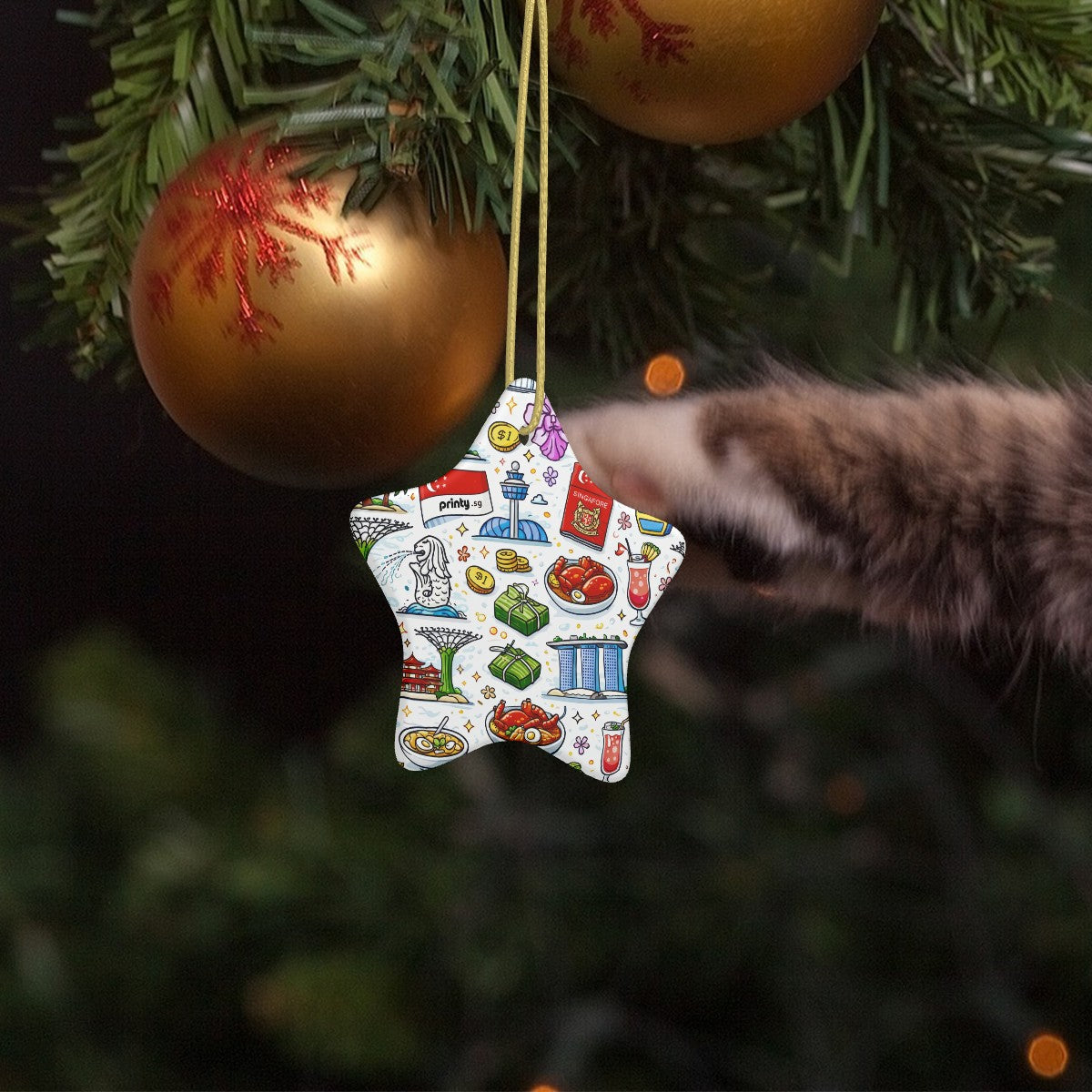 Custom Star Shape Ceramic Ornaments Christmas Decorations
