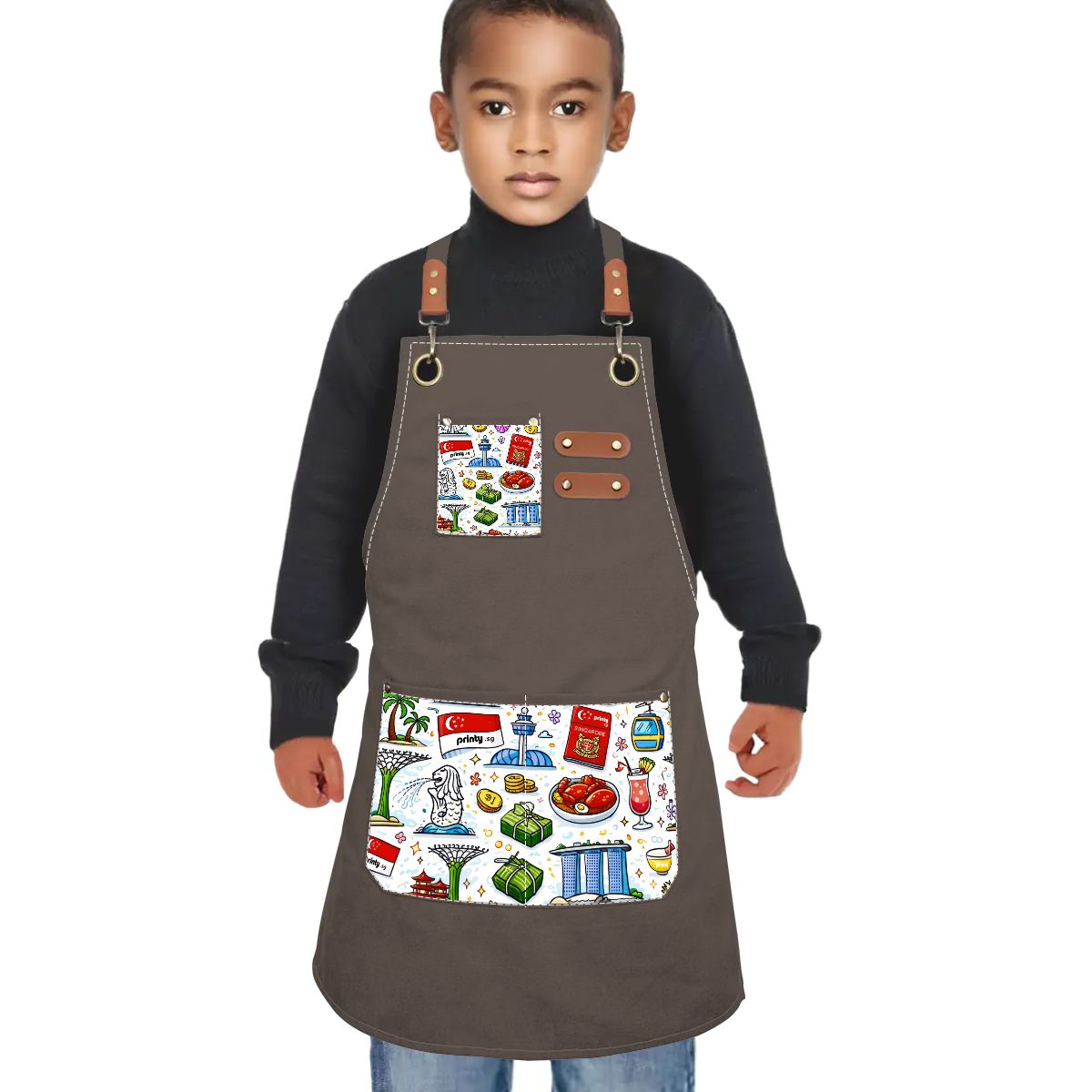 Custom Children's Canvas Cross Back Apron with Pockets