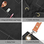 Custom Unisex Canvas Cross Back Apron with Pockets