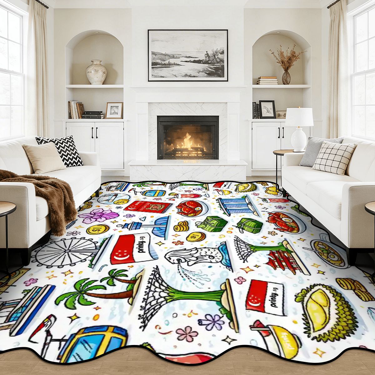 Custom Scalloped Area Rug 144"x108"