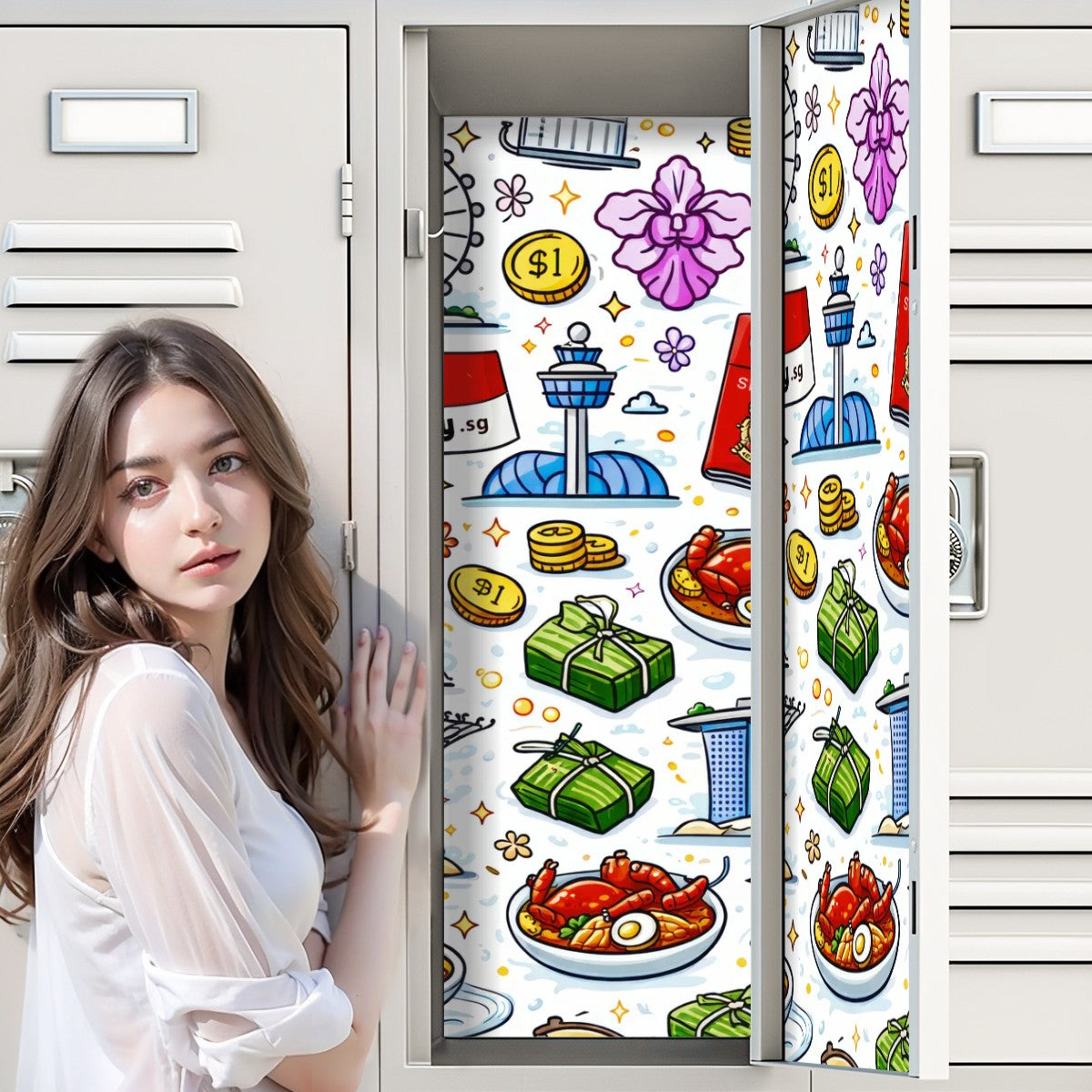 Custom School Locker Magnetic Wallpaper 2 pcs