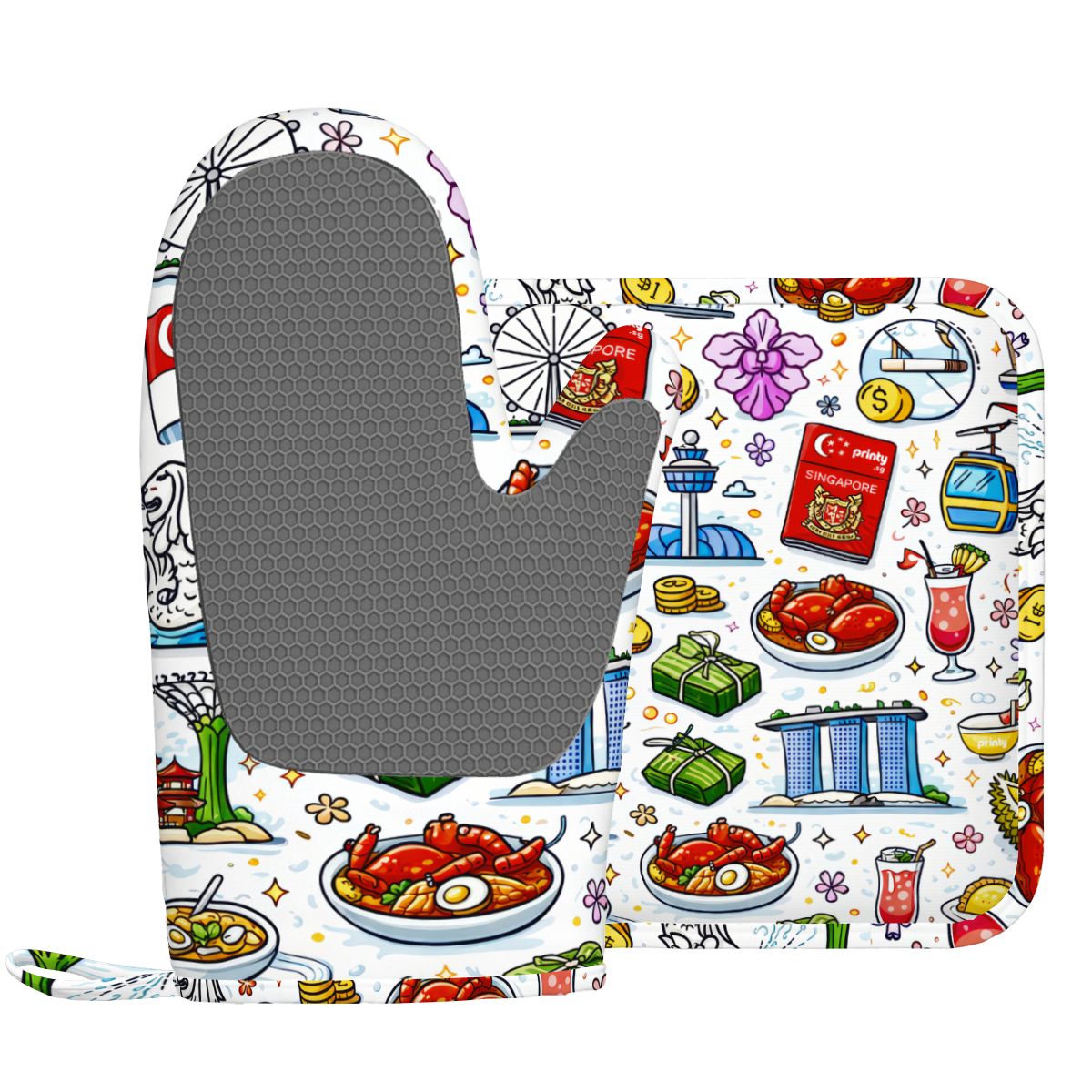 Custom Silicone Oven Mitts and Pot Holders Sets (Right)
