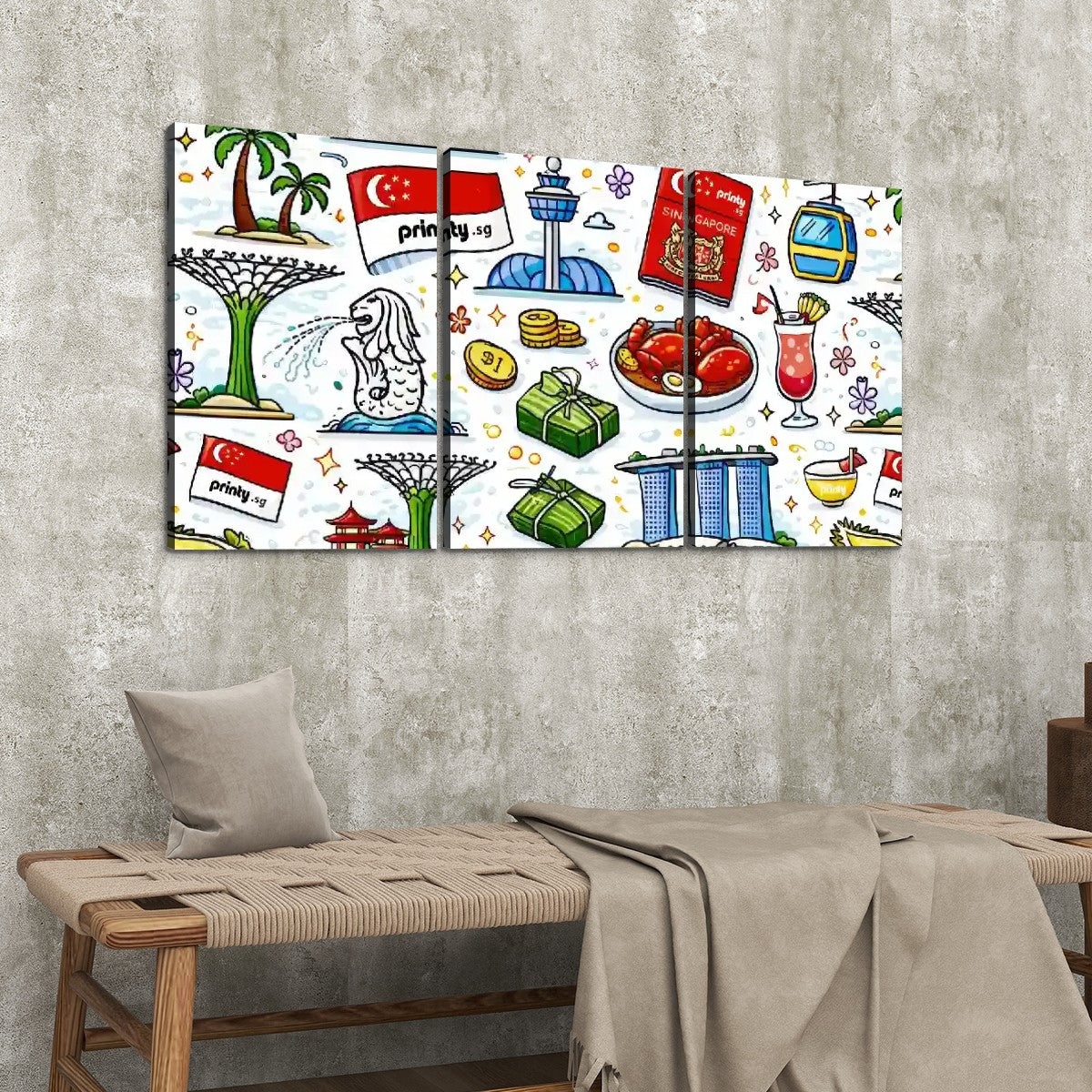 Custom 3 Panels Canvas Prints Wall Art (Set C)