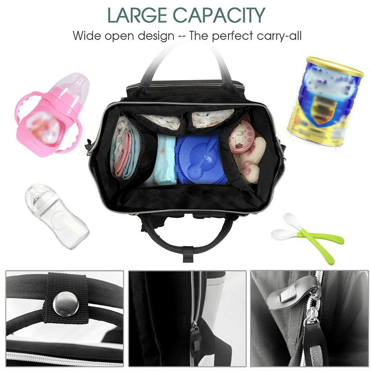 Custom Multifunctional Large Capacity Mommy Backpack Diaper Bag