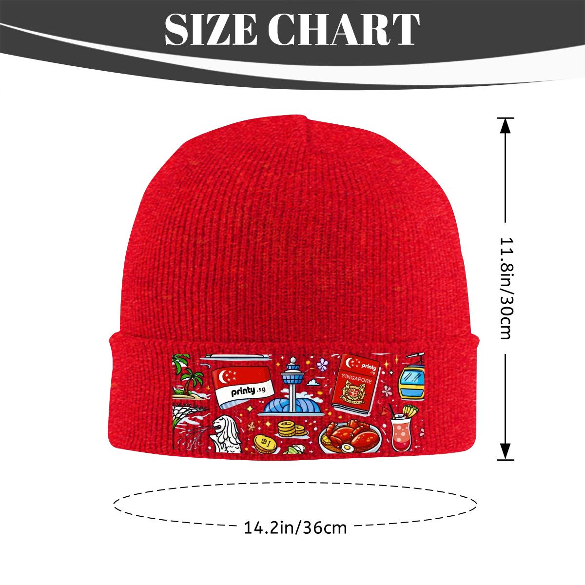 Custom Knit Hat with Heat Transfer Patch