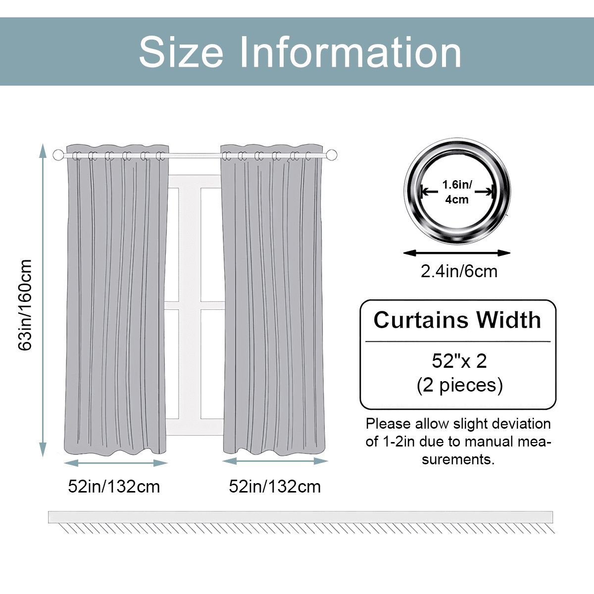 Custom Blackout Curtains 52"x63"x2pcs