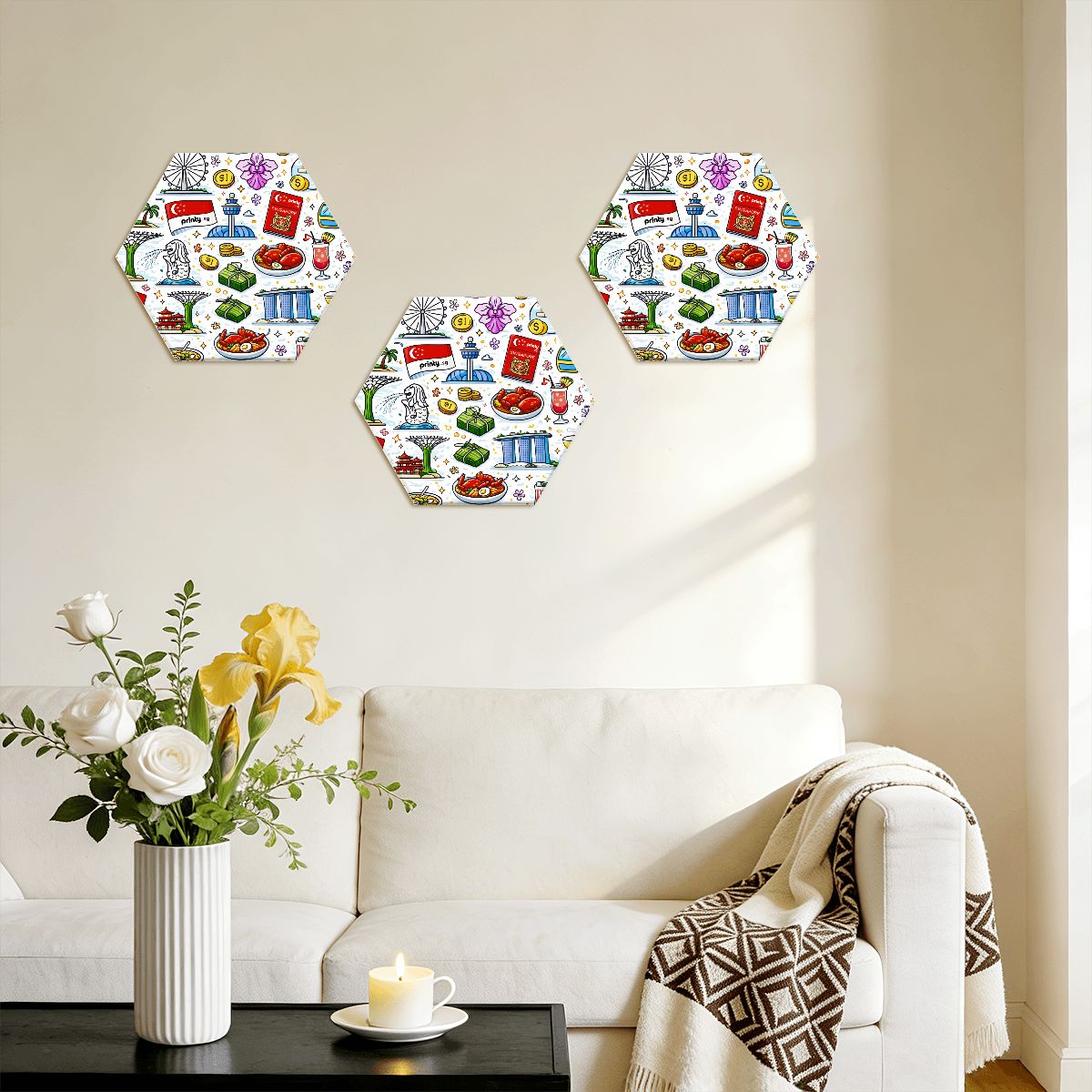Custom Hexagon Sound Absorbing Panels 3 Pieces
