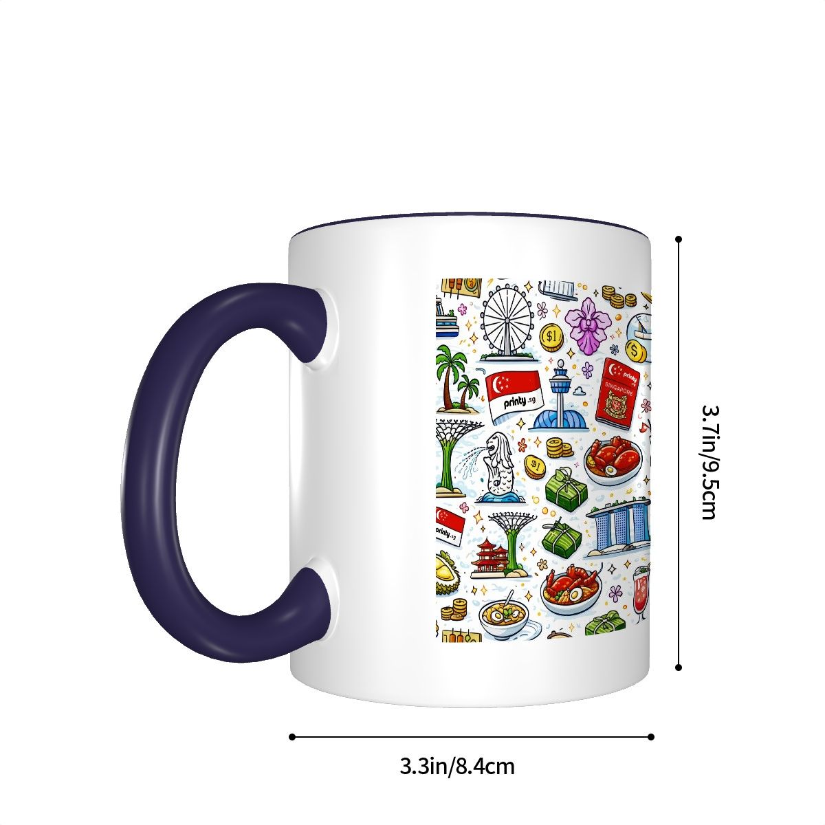 Custom Colored Ceramic Coffee Mug (11oz) (Area Print)