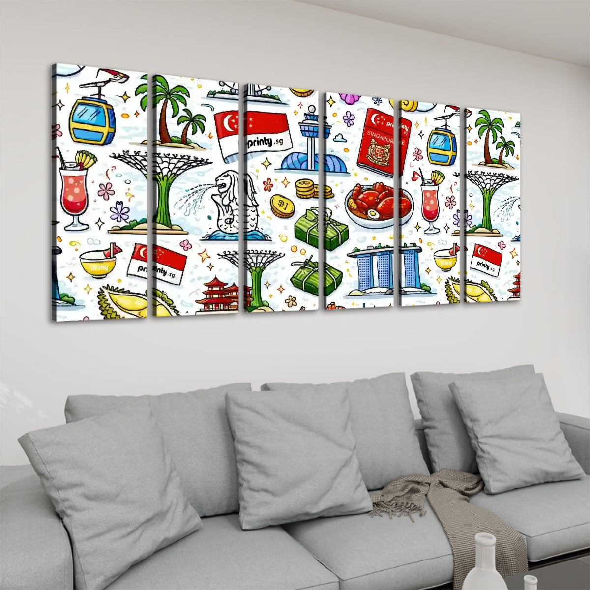 Custom 6 Panels Canvas Prints Wall Art