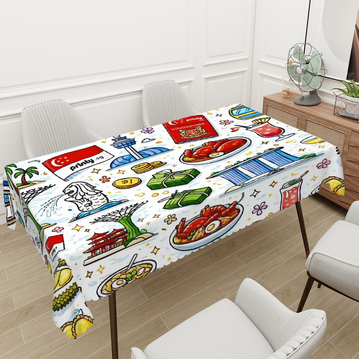 Custom Rectangular Table Cloth with Wavy Edge