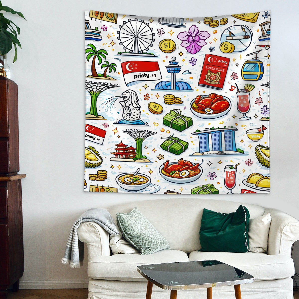Custom Lightweight Square Wall Tapestry for Bedroom Indoor Decor