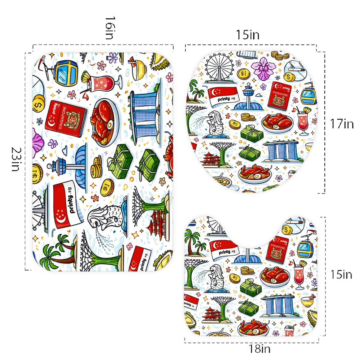Custom Bathroom Rugs Set 3 pcs