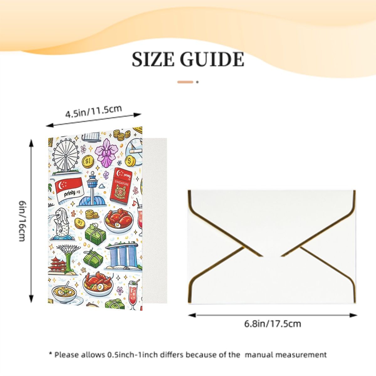 Custom Vertical Greeting Cards (Golden Edge Pearl Paper)