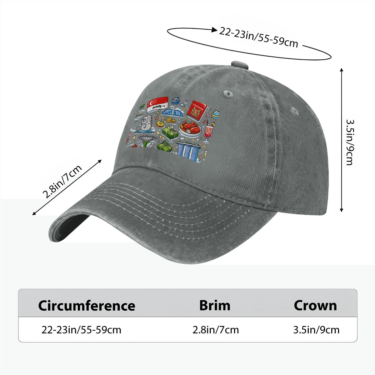 Custom Unisex Washed Denim Baseball Cap