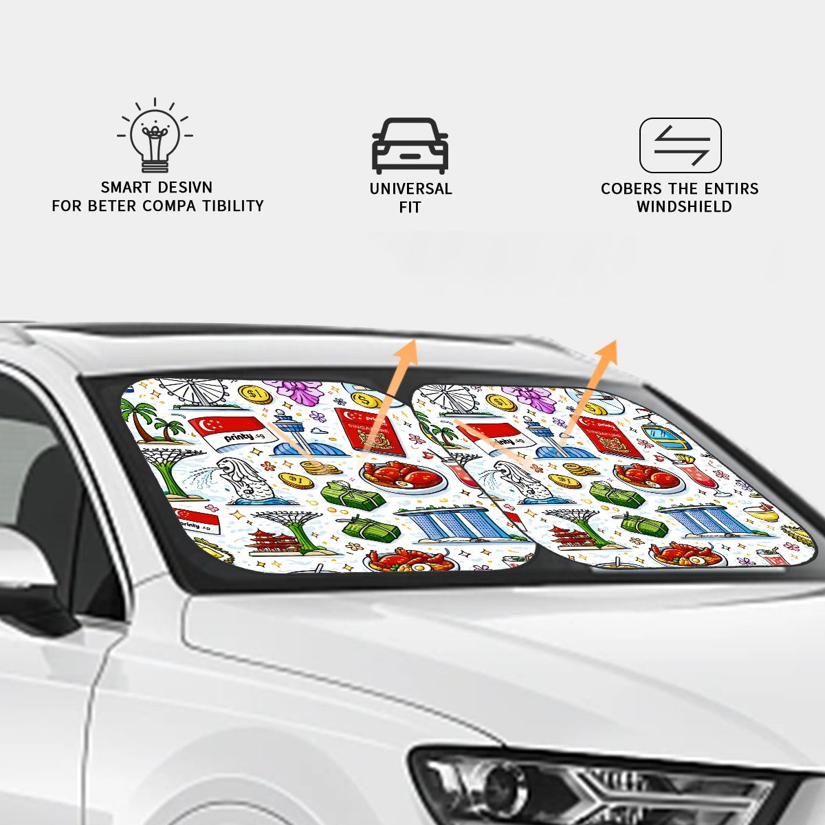 Custom Foldable Front Windshield Sun Shade 2 pcs
