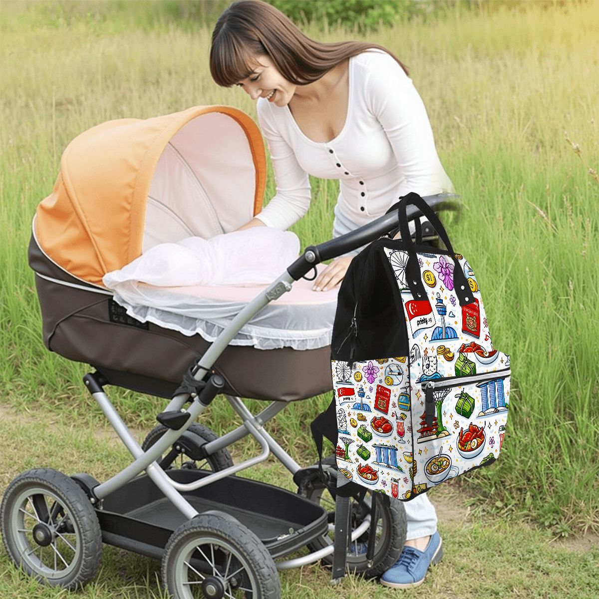 Custom Multifunctional Large Capacity Mommy Backpack Diaper Bag