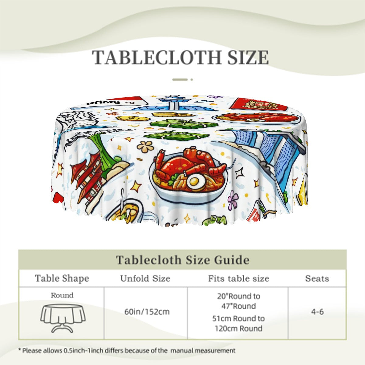 Custom Round Tablecloth with Wavy Edge