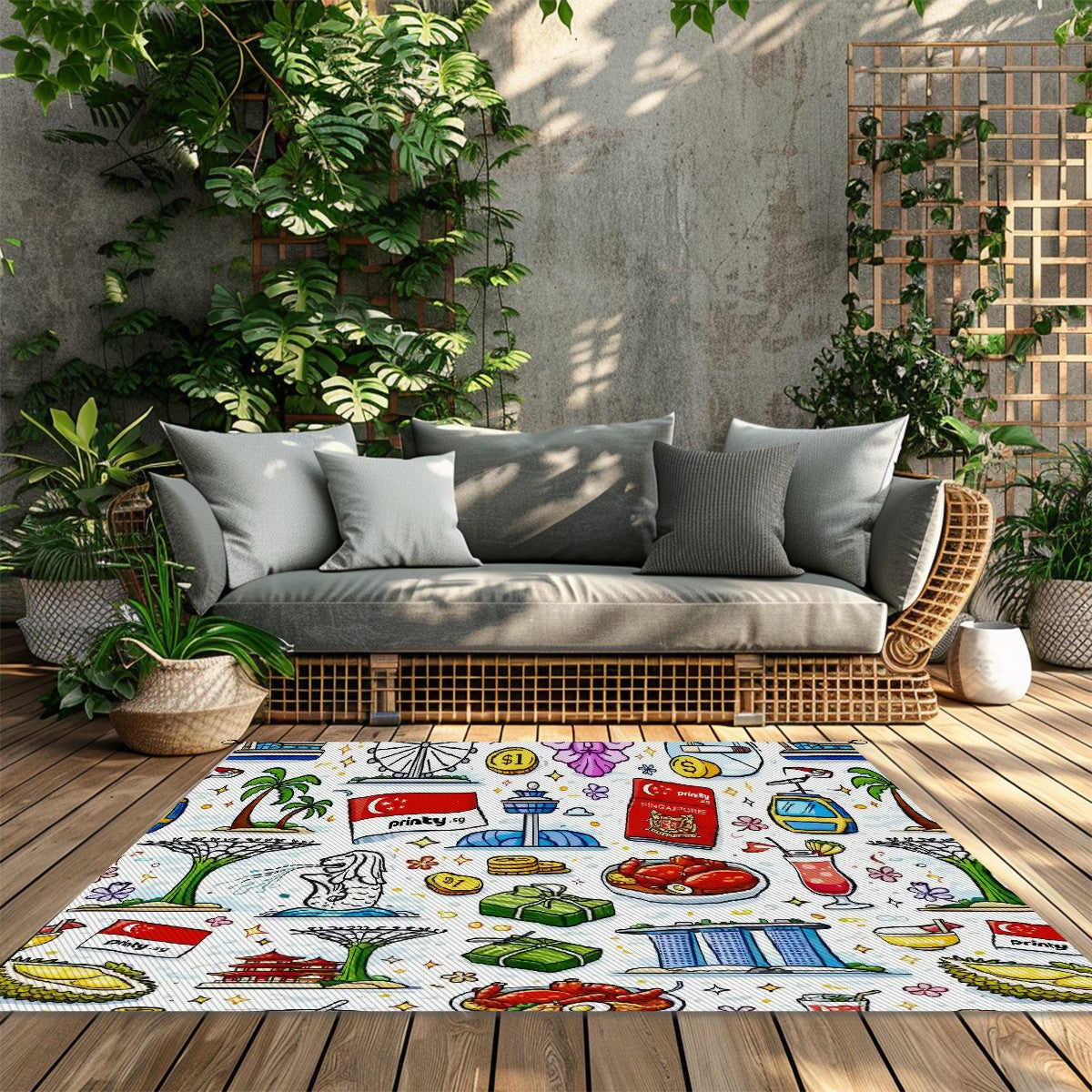 Custom Outdoor Plastic Straw Rug