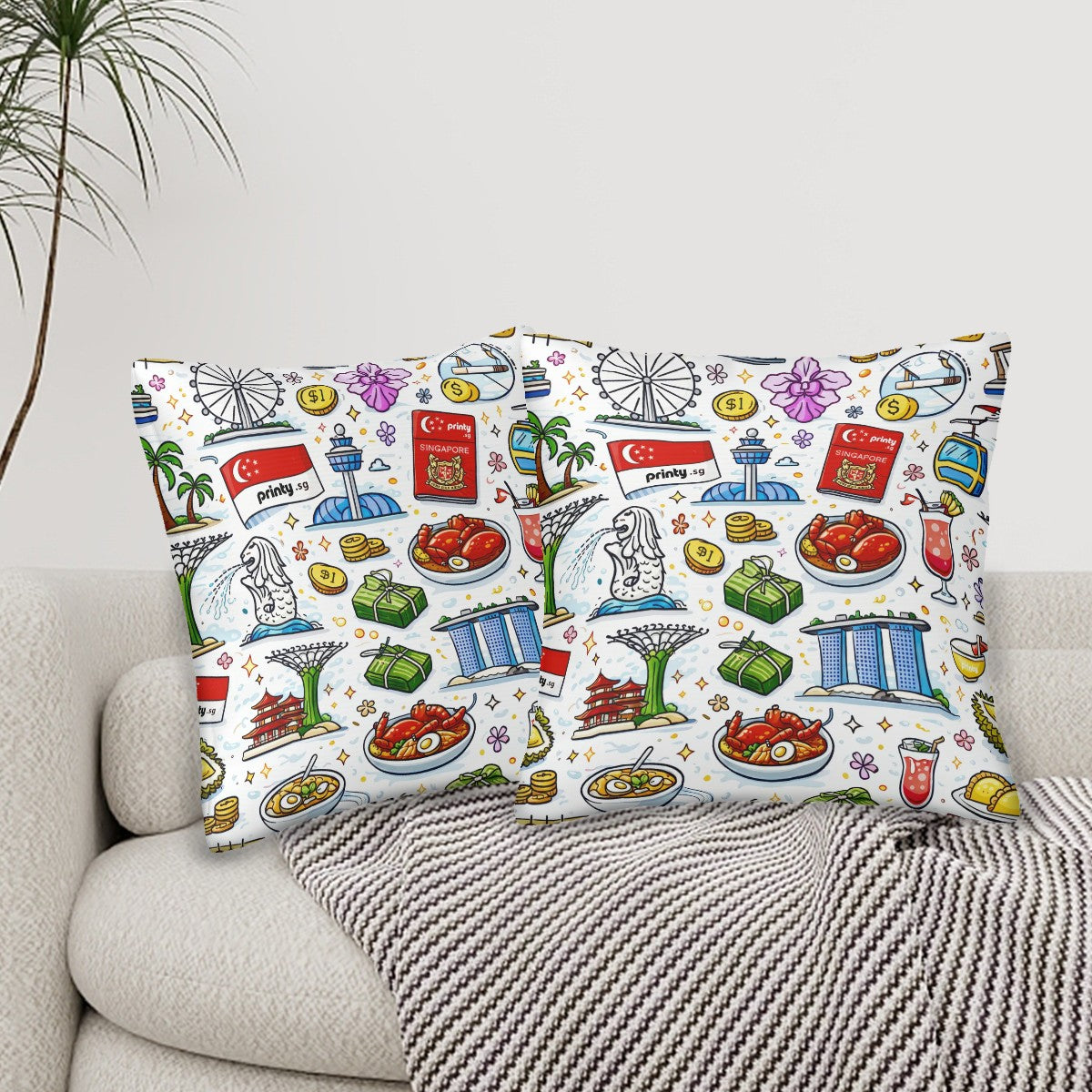Custom All Season Throw Pillow Covers Set of 2(Single-Sided Design)