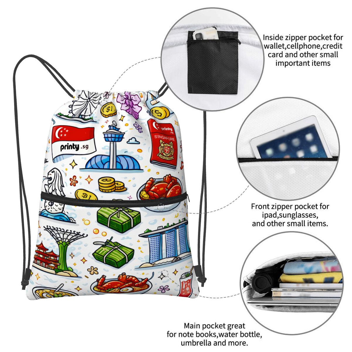 Custom Zipper Drawstring Backpack