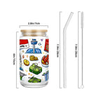 Custom Glass Tumbler with Straw & Bamboo Lid  (16oz)