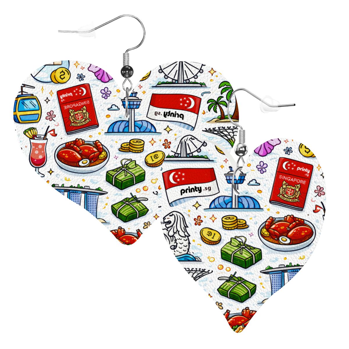Custom Heart Shape Leather Earrings