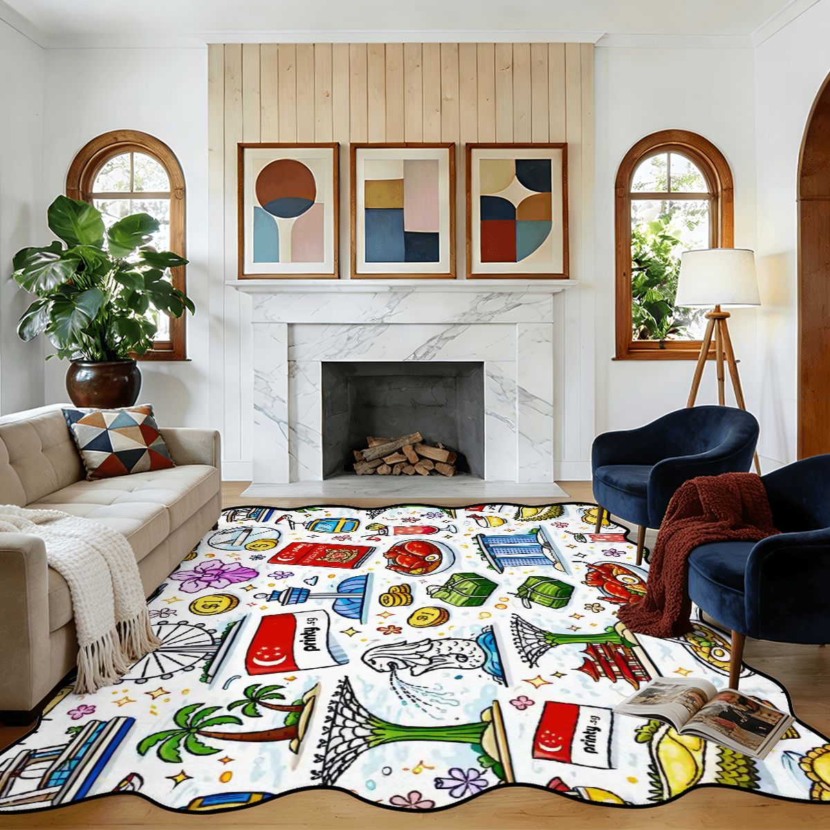Custom Scalloped Area Rug 120"x96"