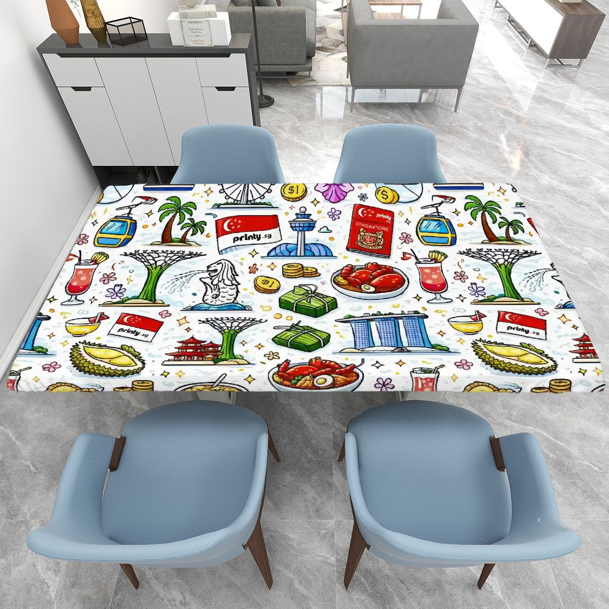 Custom Large Rectangle Anti-Oil Table Cover with Elastic Edged