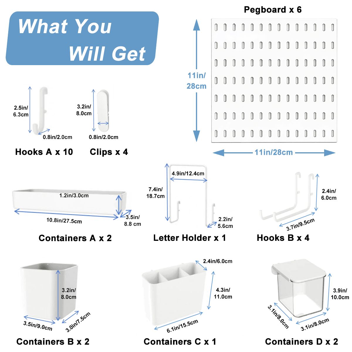 Custom 6 PCS Pegboard Kit